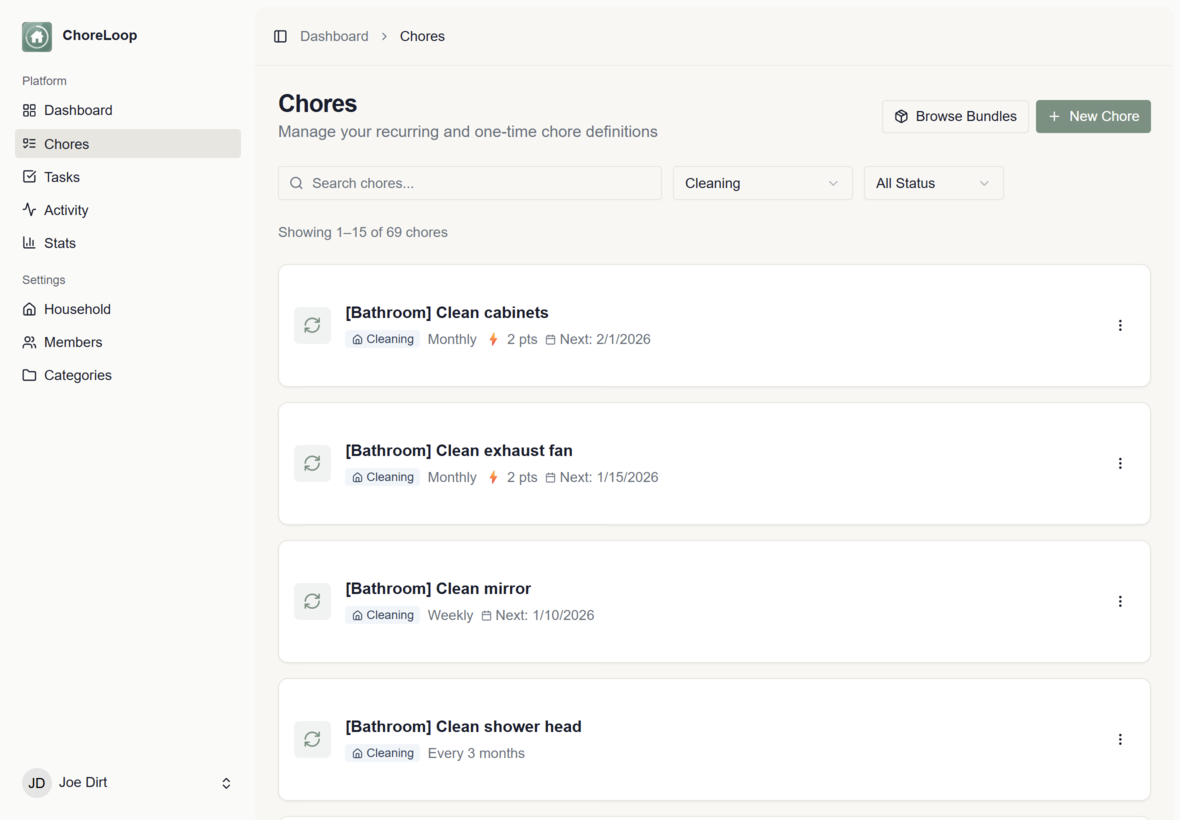 Chores screenshot